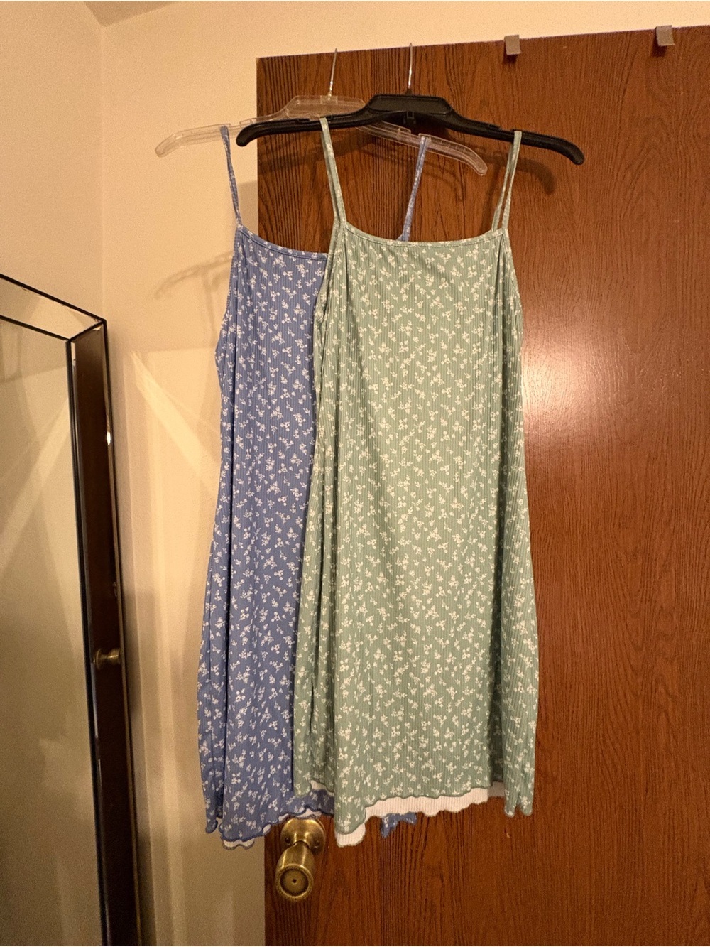 See You Monday Blue and Sage Floral Mini Dresses